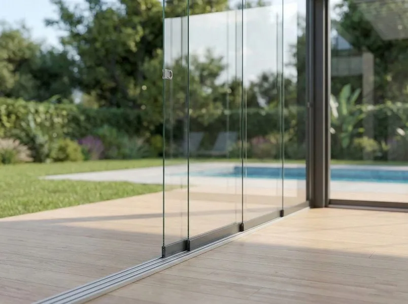 Cortinas de cristal cerrando una pérgola